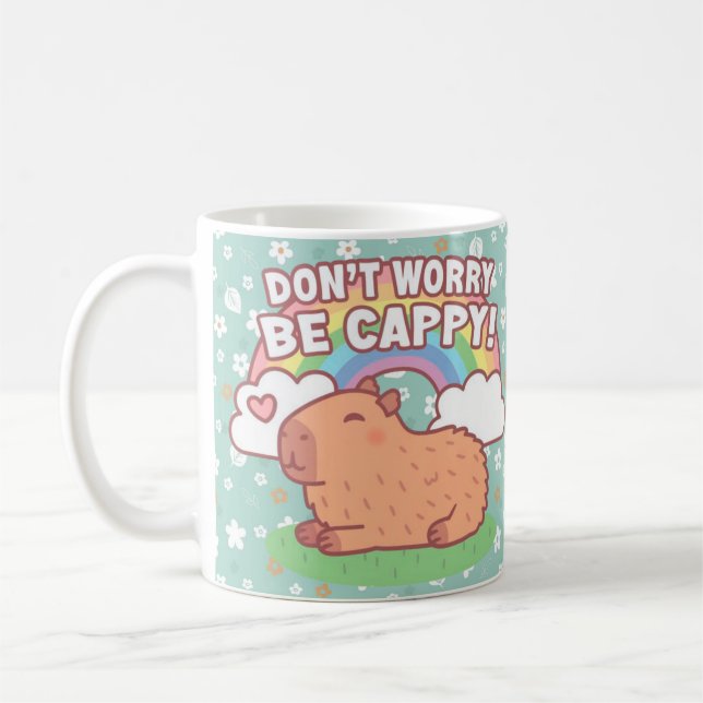 Caneca De Café Taza Don't Worry Be Cappy Capibara Carpincho (Esquerda)
