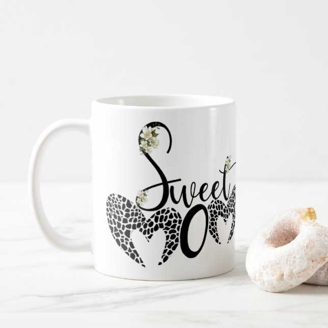 Caneca De Café Taza dulce mamá con corazón y flor (Com Donut)
