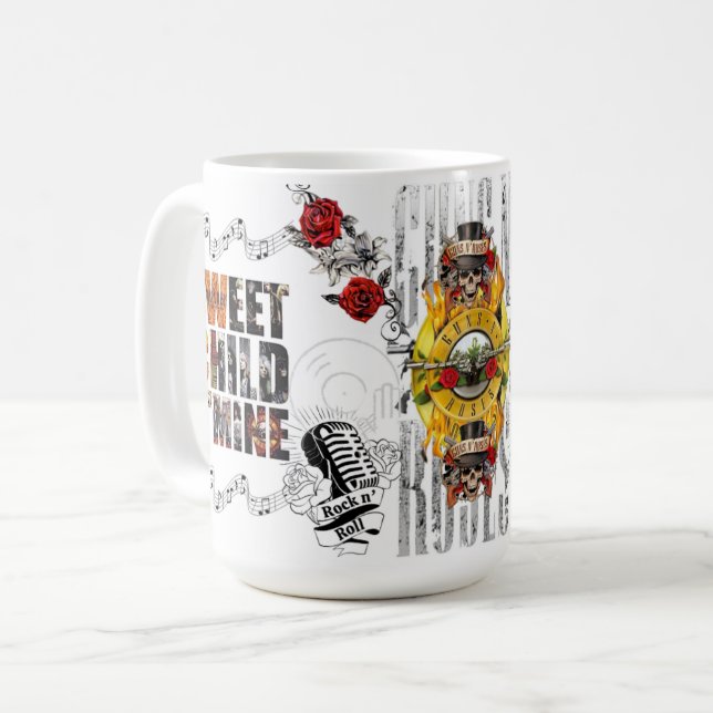 Caneca De Café taza grande con diseño exclusivo Banda de rock (Frente Esquerda)