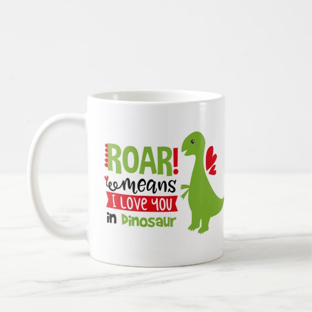 Caneca De Café Taza infantil con dinosaurio verde "Te quiero" (Esquerda)