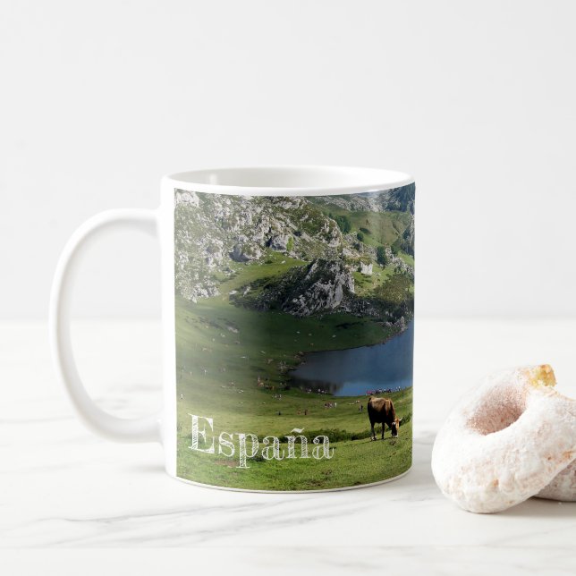 Caneca De Café taza Lagos de Covadonga en Asturias, España (Com Donut)
