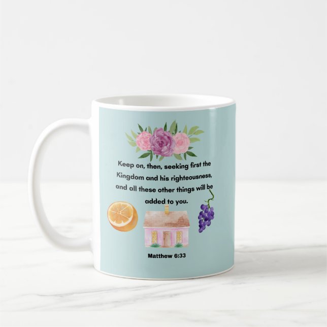 Caneca De Café Taza "Matthew 6:33" (Esquerda)