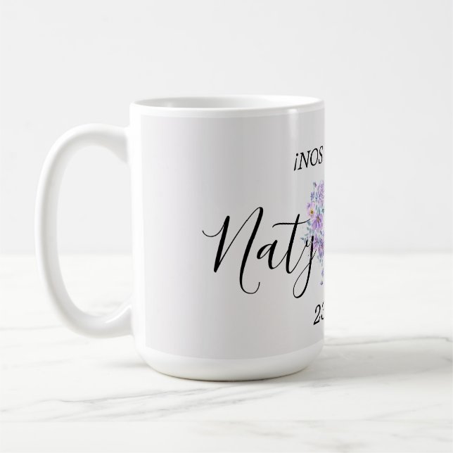 Caneca De Café Taza Personalizada de Boda en Tonos Lilas (Esquerda)