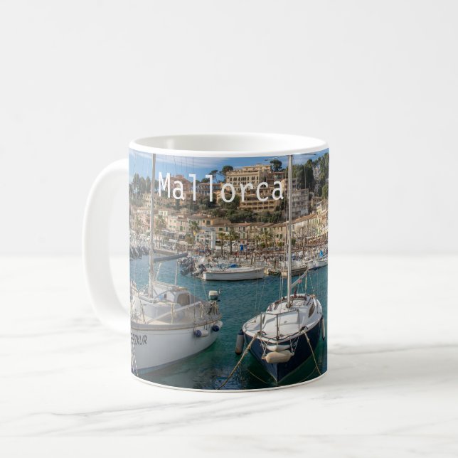 Caneca De Café taza Puerto de Sóller en Mallorca (Frente Esquerda)