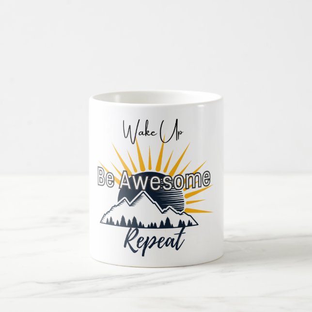 Caneca De Café Taza 'Wake Up. Be Awesome. Repeat.' (Centro)