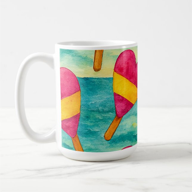 Caneca De Café Tazas de café helados en la playa  (Esquerda)