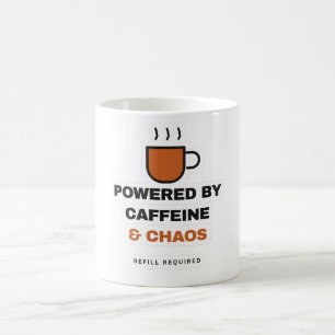 Caneca De Café Tazenda Engraçada Alimentada Por Cafeína E Caos