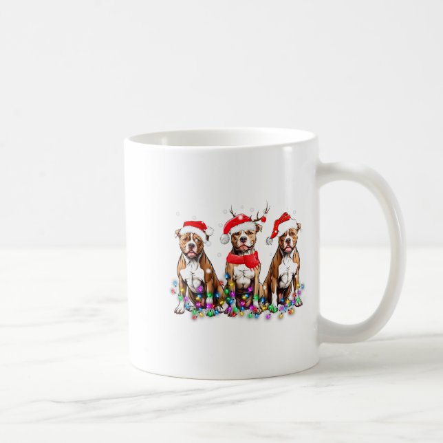 Caneca De Café Tbull Dog Christmas Lights Cute Pet Matching Famil (Direita)