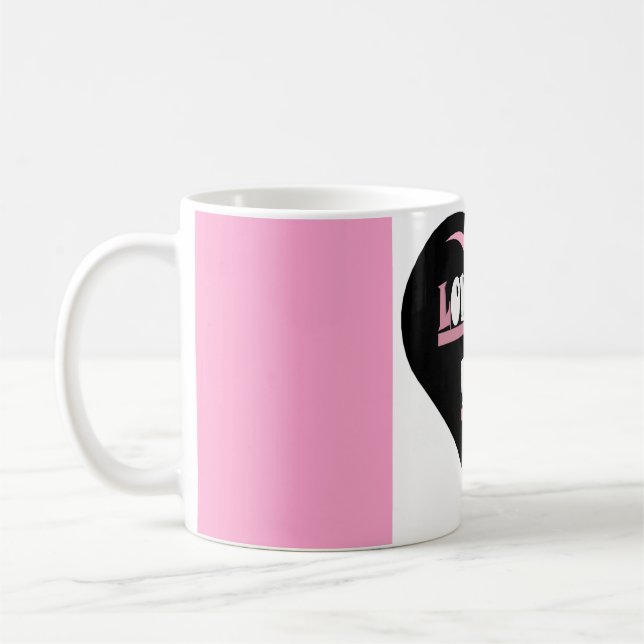 Caneca De Café Te amo com design cor rosa de fita (Esquerda)
