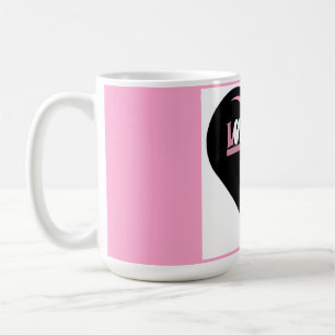 Caneca De Café Te amo com design cor rosa de fita