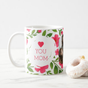Caneca De Café "Te Amo, Mãe Mug - Design de Flor Vermelho e Foto