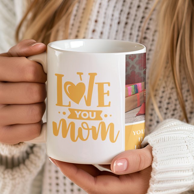 Caneca De Café Te Amo Mãe Presente Amarelo Dia das Mães (Criador carregado)