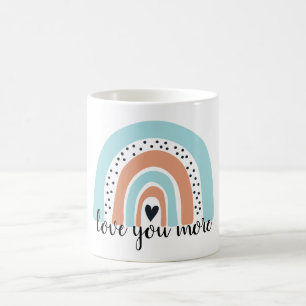 Caneca De Café Te Amo Mais Arco-Íris Coração Azul Peach