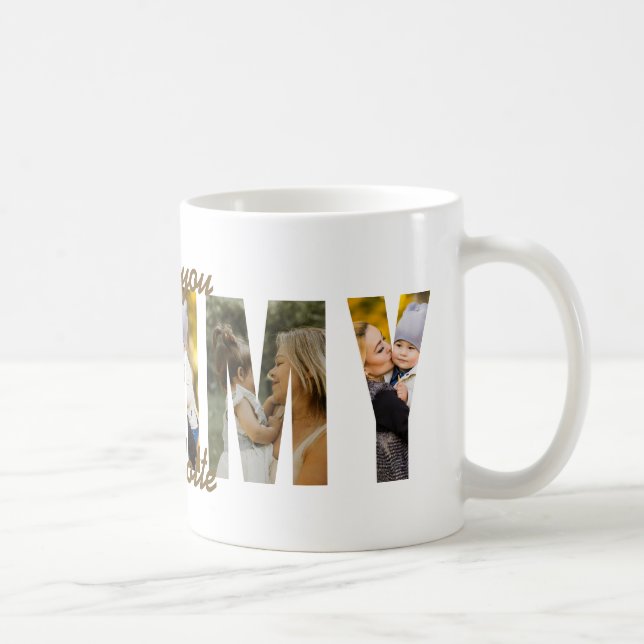 Caneca De Café Te Amo Mamãe Nome Personalizado / Presente com Fot (Direita)