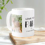Caneca De Café Te Amo, Papá Foto, Cute Script Coffee Mug<br><div class="desc">A caneca simples apresenta uma fonte retrógrada em negrito e duas fotos.</div>