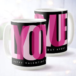 Caneca De Café Te Amo Personalizado Feliz Dia dos Namorados Rosa 