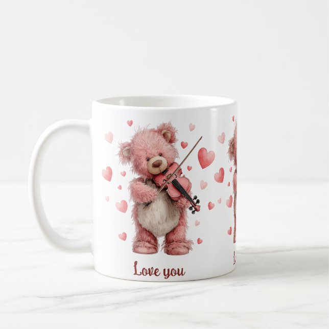 Caneca De Café Te Amo Teddy com Violino (Esquerda)
