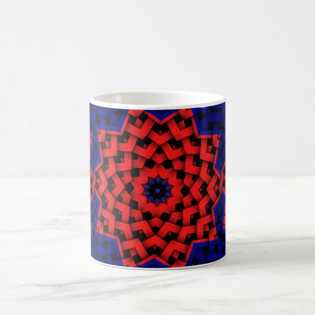 Caneca De Café Tea De Café Com Padrão De Círculo Vermelho Azul Ge (Centro)