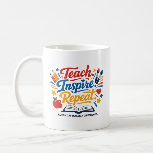 Caneca De Café Teach - Inspire - Repeat  (Esquerda)