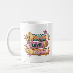 Caneca De Café Teach Love Inspirar Retro Design