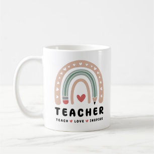 Caneca De Café Teach Love Inspirar Retro Design