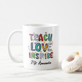Caneca De Café Teach Love Inspire Personalized Teacher Gift