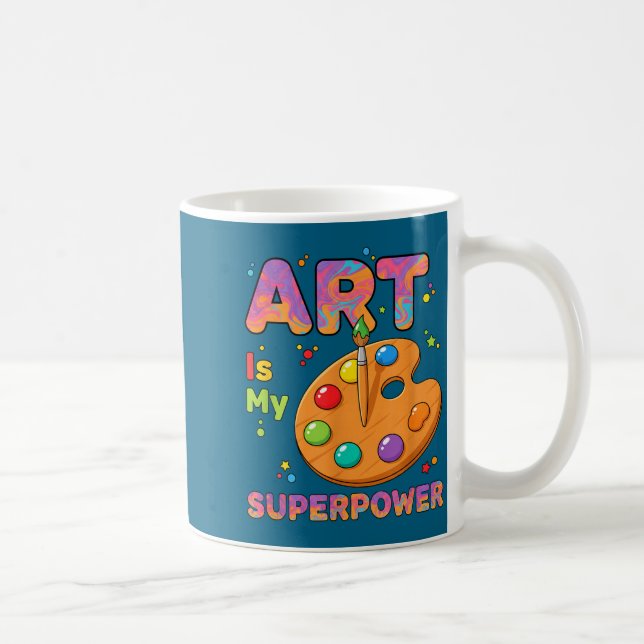 Caneca De Café Teacher - Art Is My Superwer Art Teacher Drawing P (Direita)