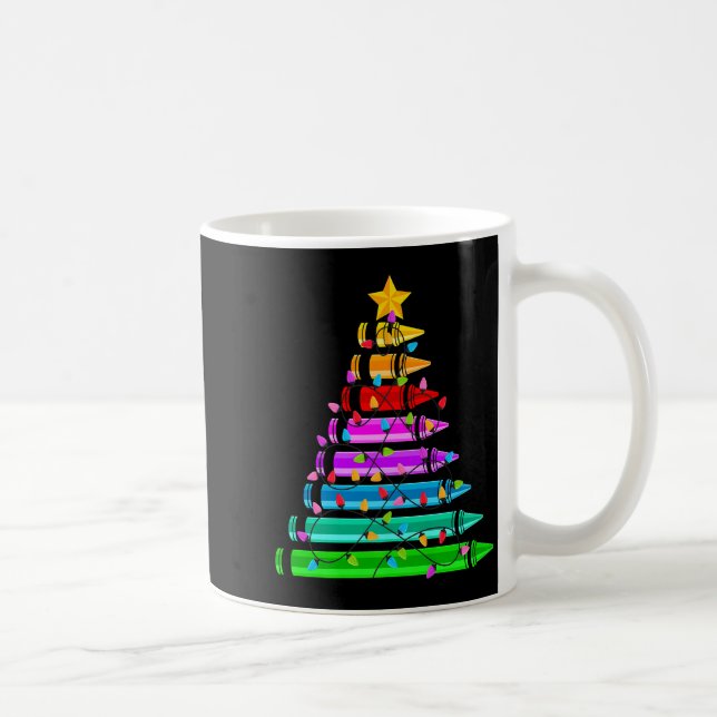 Caneca De Café Teacher Christmas Crayon Tree Student Pajama Chris (Direita)