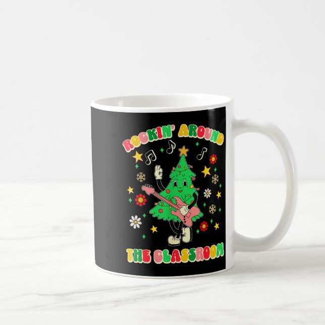 Caneca De Café Teacher Christmas Shirts Pajama Matching Rockin' A (Direita)