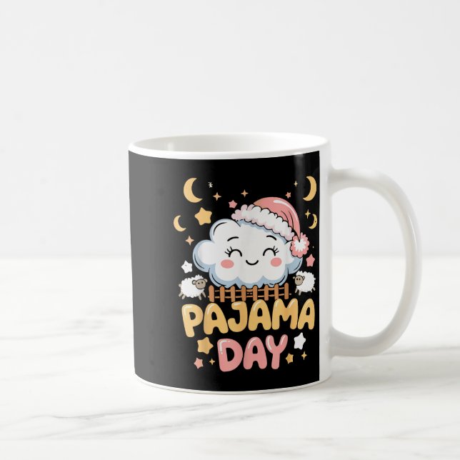Caneca De Café Teacher Pajama Day Shirt, Funny Cloud Sleever Scho (Direita)