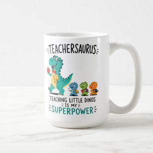 Caneca De Café Teachersaurus humor de professor com pequenos dino