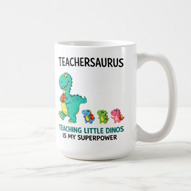 Caneca De Café Teachersaurus humor de professor com pequenos dino (Direita)