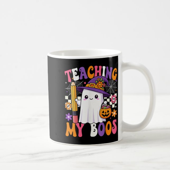 Caneca De Café Teaching My Boos Ghost Teacher Cute Pencil Hallowe (Direita)