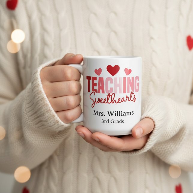 Caneca De Café Teaching Sweethearts Custom Teacher Valentine  (Criador carregado)