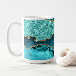 Caneca De Café Téal Azul Dourado Mármore Aqua Turquoise Mug