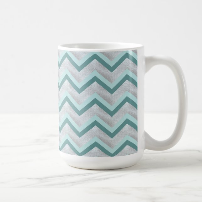 Caneca De Café Teal e Pérolas ZigZag (Direita)