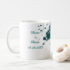 Caneca De Café Teal Green Paint Espalha Favor de Casamento