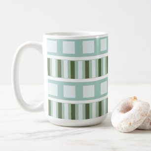 Caneca De Café Teal Green Square Stripes Geométrico