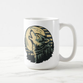 Caneca De Café Teal Howling Wolf Moon Art