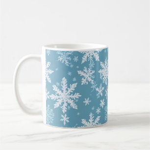 Caneca De Café Teal Snowflake Pattern