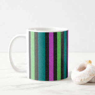 Caneca De Café Teal, Verde limão, Brilhante Rosa-Quente Striped 