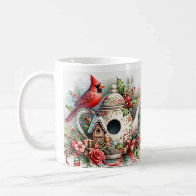 Caneca De Café Teapot Birdhouse Cardinal 6 (Esquerda)