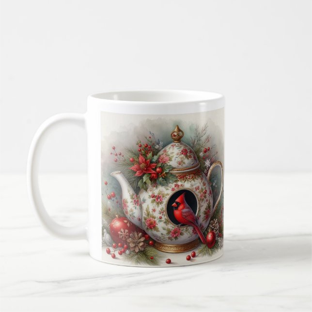 Caneca De Café Teapot Birdhouse Cardinal 7 (Esquerda)