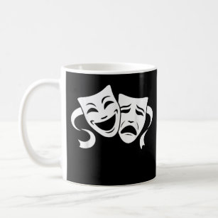 Caneca De Café Teatro Comédia e Tragédia Máscara Branca Engraçado