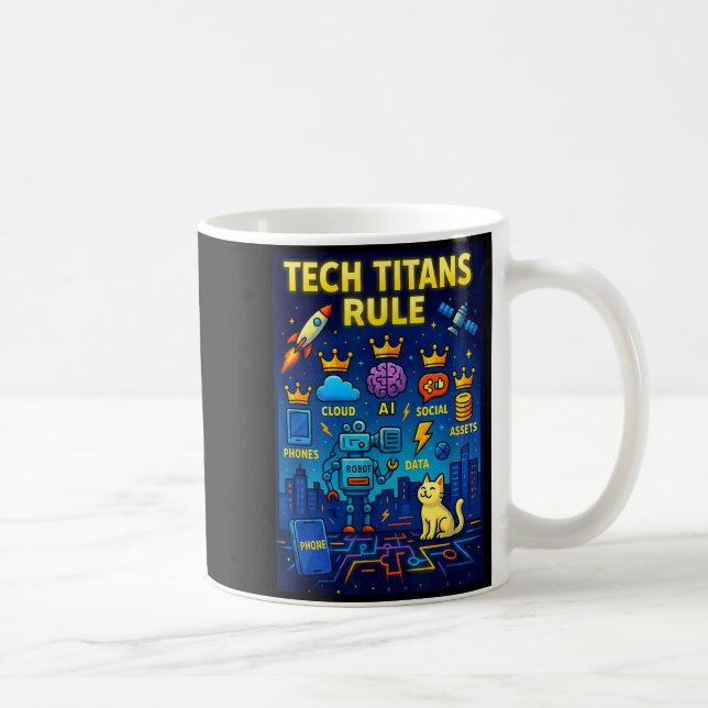 Caneca De Café Tech Titans Rule Funny Big Technology Satire Wer G (Direita)