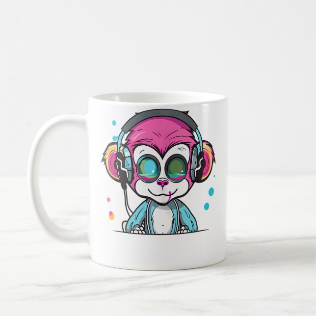 Caneca De Café Techno Party Monkey Edm Rave (Esquerda)