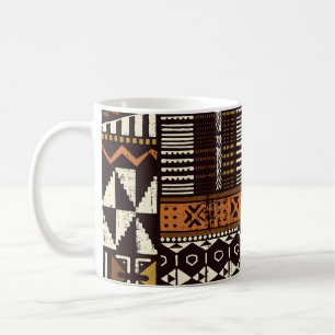 Caneca De Café Tecido africano tribal, colheita abstrato.