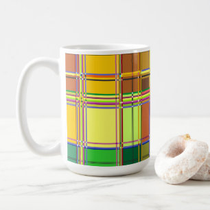 Caneca De Café Tecido Colorido Caribenho Madras Xadrez