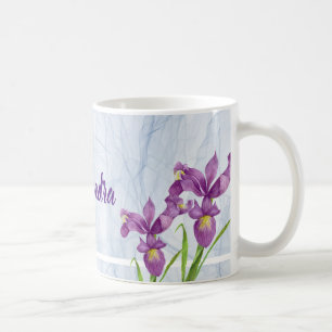 Caneca De Café Tecido de Organza Botânica de Iris Purple, em Aqu