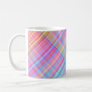 Caneca De Café Tecido de Xadrez de multicoloração do Pastel